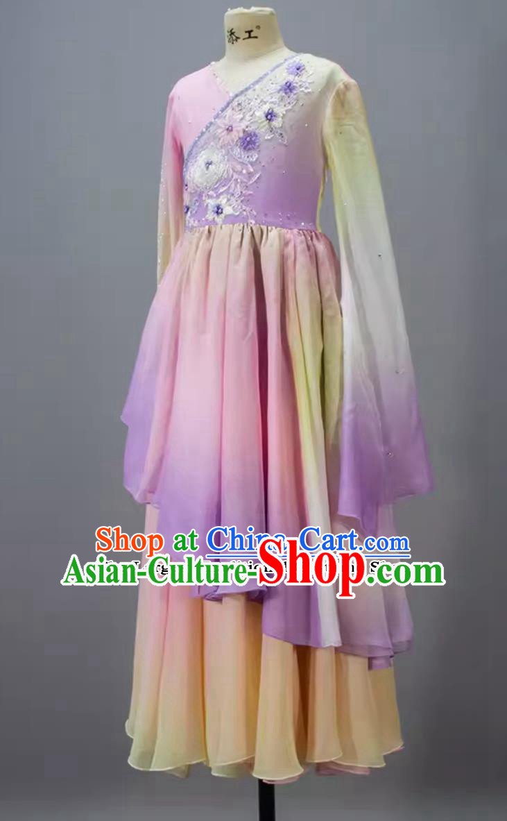 China Classical Dance Children Dress Chinese Dance Contest Program Zan Hua Yin Replica Costume