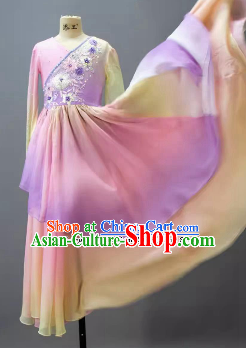 China Classical Dance Children Dress Chinese Dance Contest Program Zan Hua Yin Replica Costume