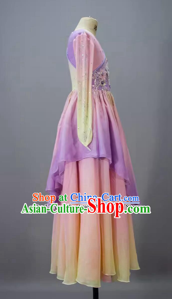 China Classical Dance Children Dress Chinese Dance Contest Program Zan Hua Yin Replica Costume