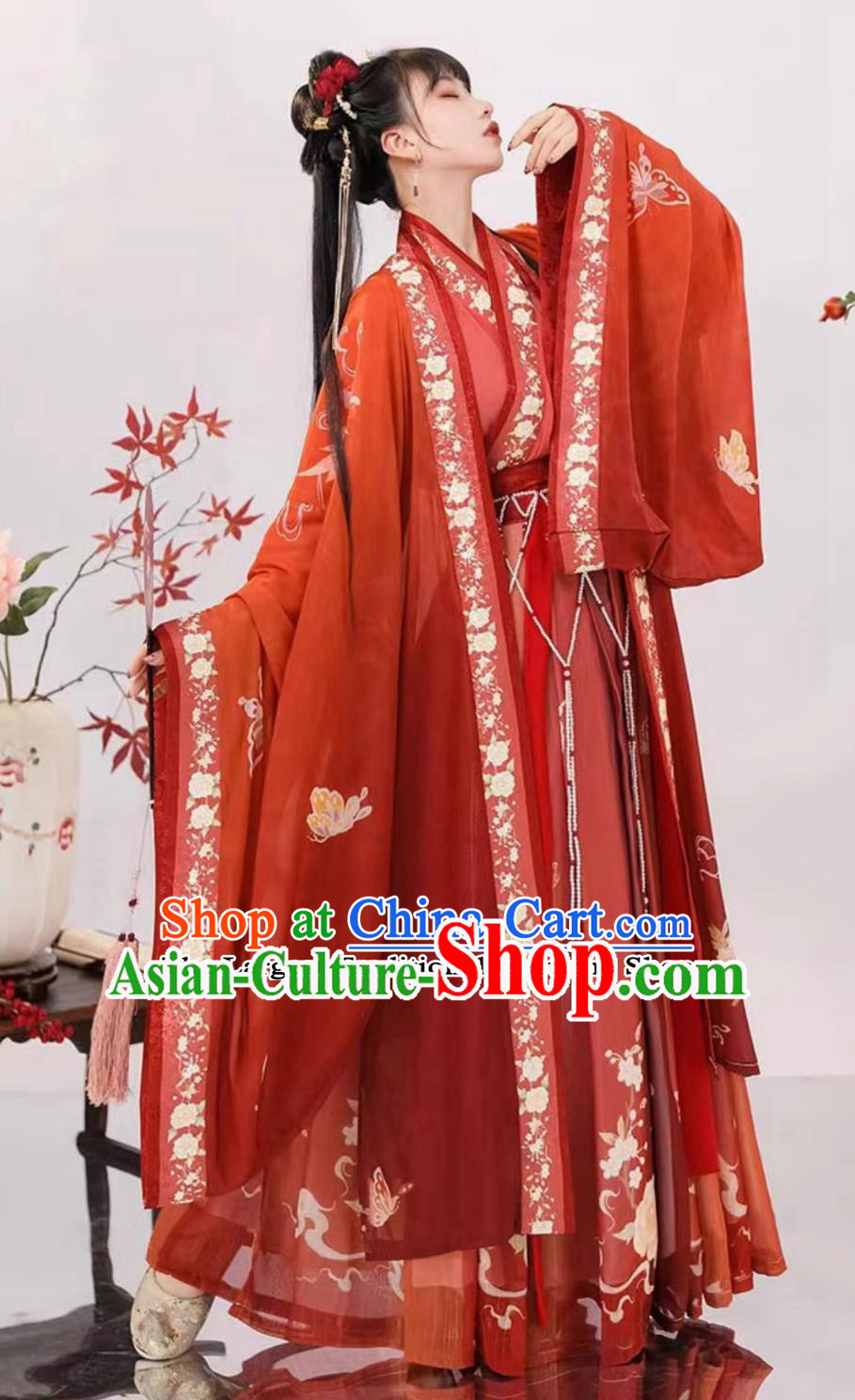 Traditional Wedding Clothing Chinese Jin Dynasty Bride Red Dress Ancient China Princess Costume