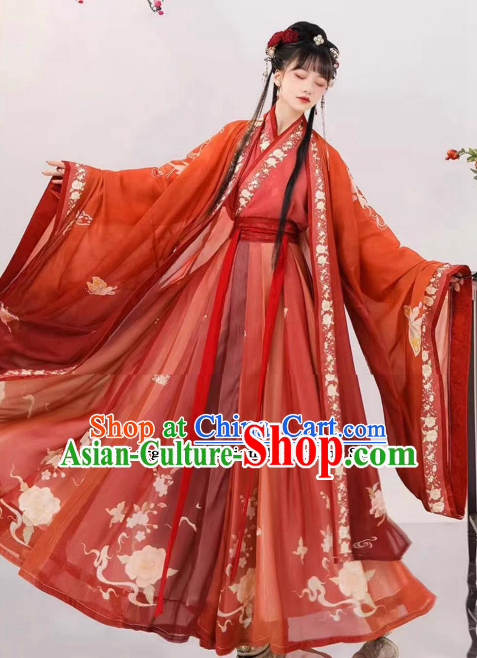 Traditional Wedding Clothing Chinese Jin Dynasty Bride Red Dress Ancient China Princess Costume