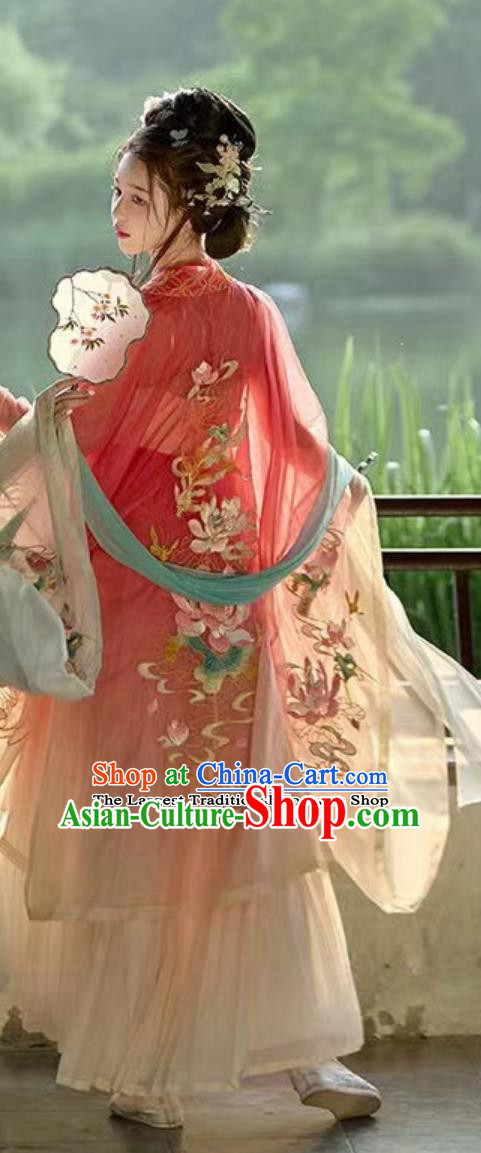 Ancient China Fairy Costume Traditional Hanfu Clothing Chinese Tang Dynasty Royal Princess Red Dress