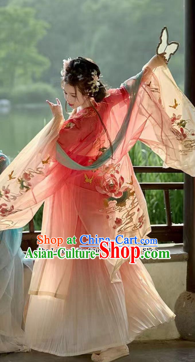 Ancient China Fairy Costume Traditional Hanfu Clothing Chinese Tang Dynasty Royal Princess Red Dress
