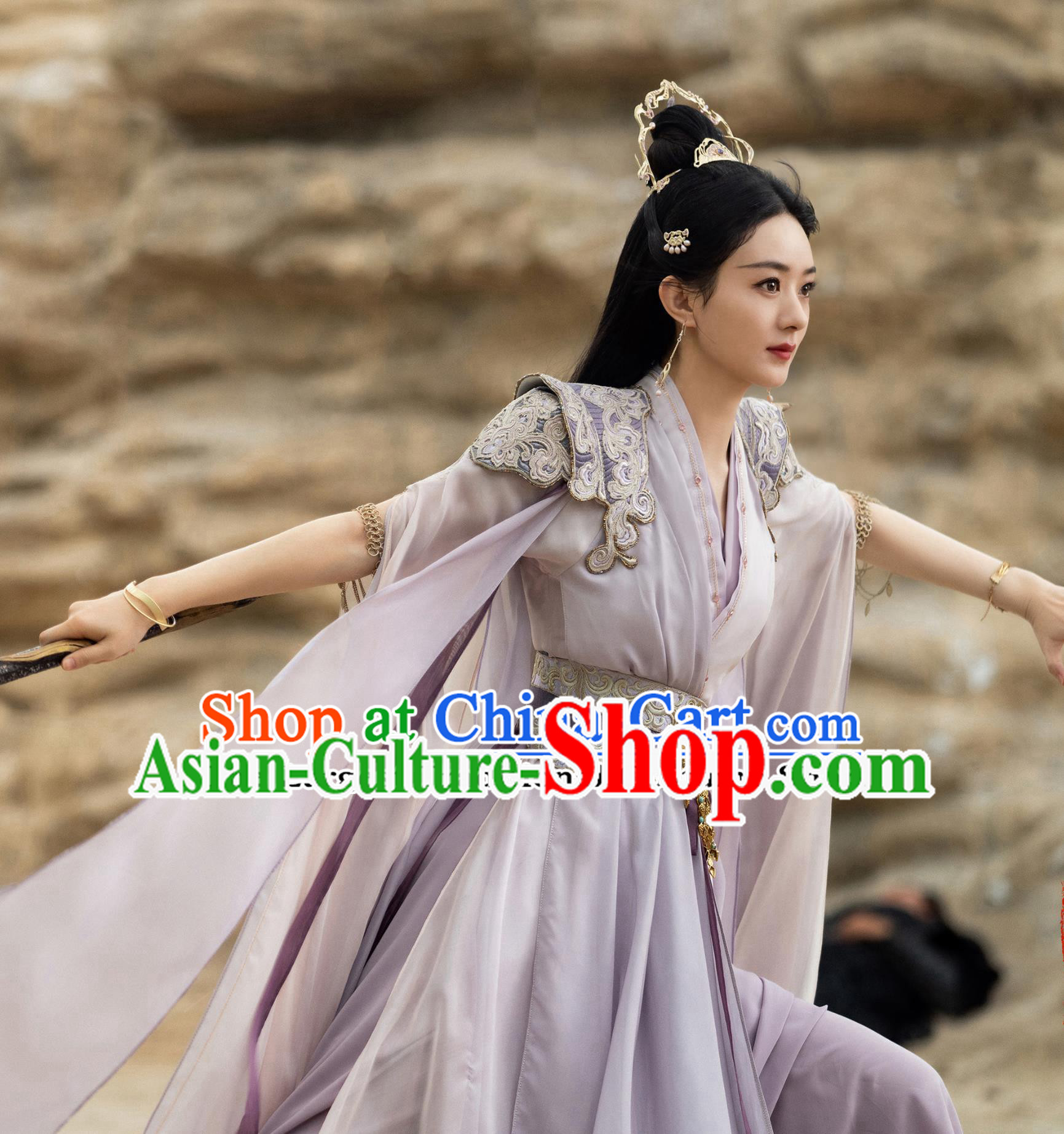 Chinese TV Series The Legend Of Shen Li Female General Clothing Ancient China Swordswoman Lilac Garment Costume