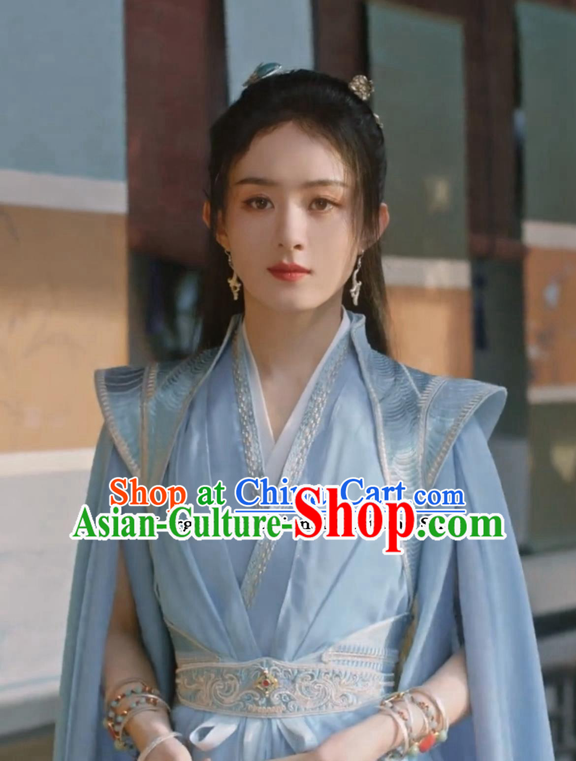 Chinese TV Series The Legend Of Shen Li Swordswoman Blue Clothing Ancient China Female General Garment Costume