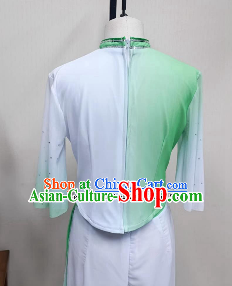 Women Group Performance Green Outfit China Yangko Dance Clothing Chinese Folk Dance Costume