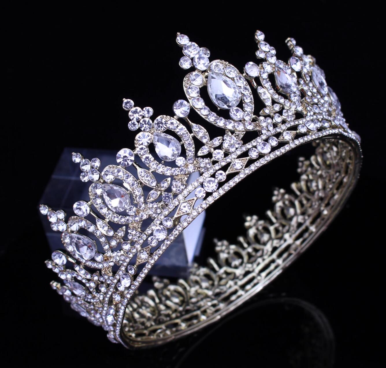 Retro Baroque Wedding Headpiece Top Bride Hair Jewelry Queen Royal Crown for Women