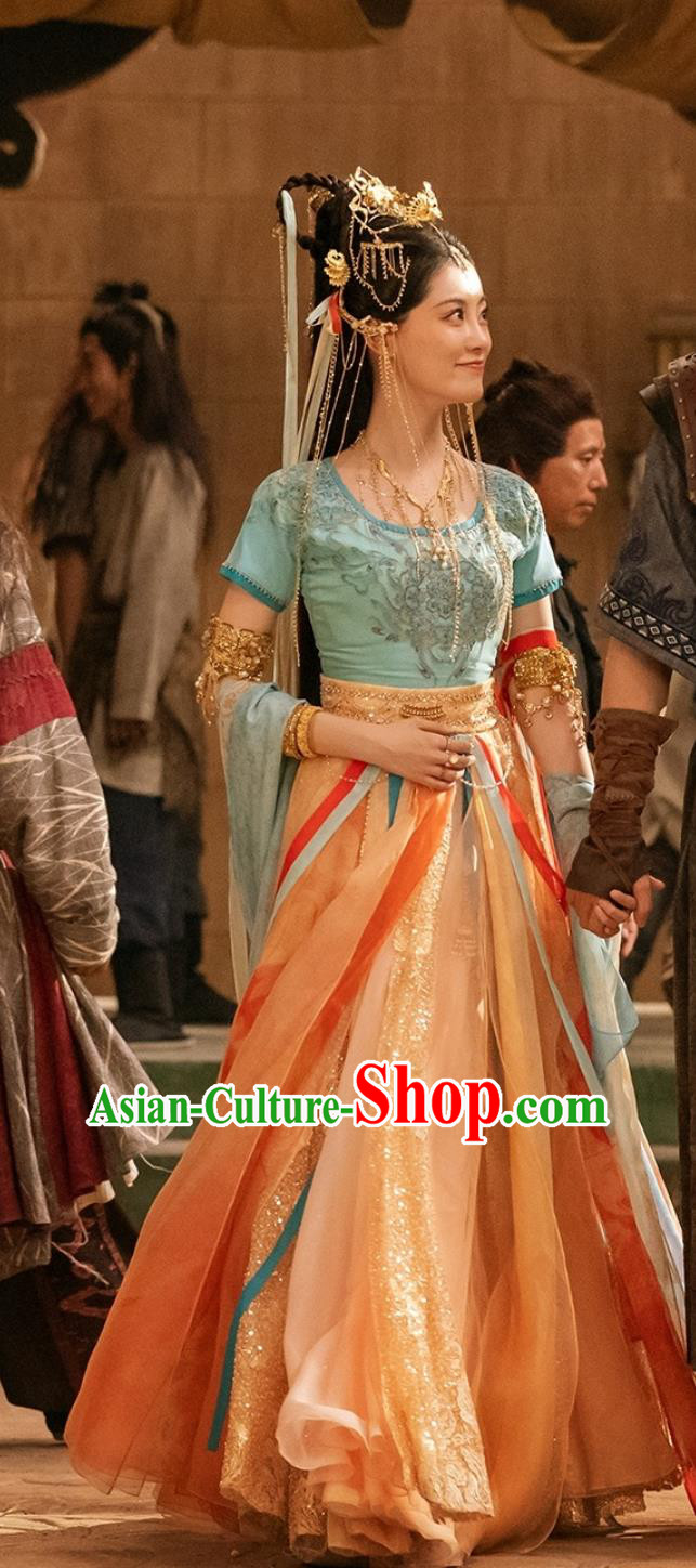 Ancient China Ethnic Princess Clothing Chinese TV Series Fox Spirit Matchmaker Red Moon Pact Bu Tai Dress