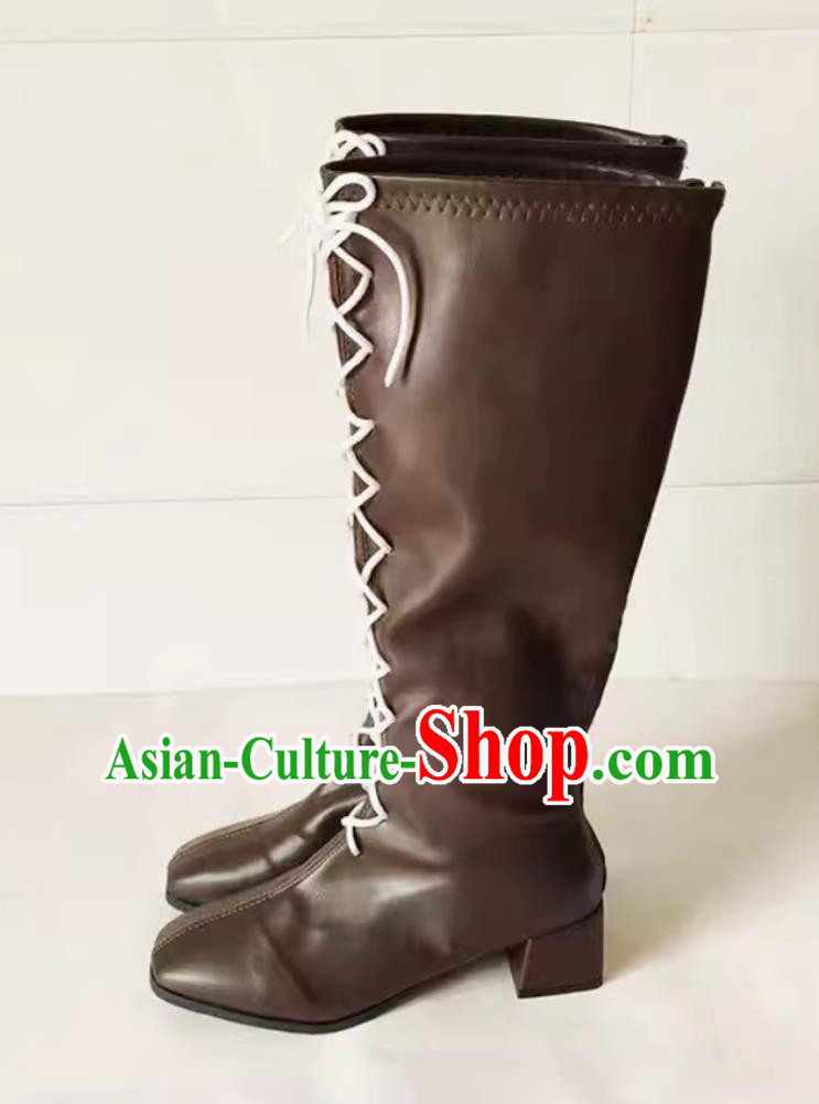 Funeral Lilian Cosplay Shoes Huertack Cosplay Boots Dark Brown