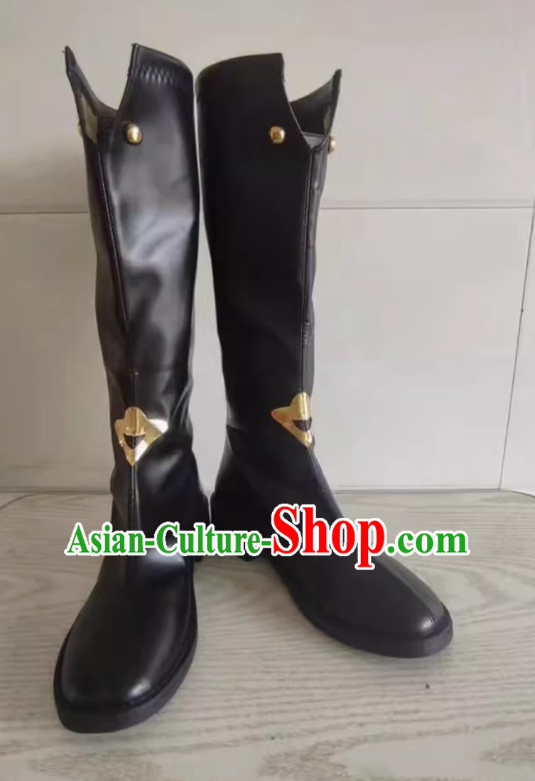 Collapse Star Dome Railway Luo Cha COS Shoes Cosplay Black Boots Thick Heel cm