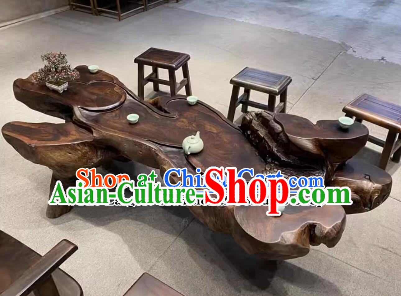 Chinese Tree Root Tea Table Kung Fu Tea Hand Carved Wenge Teatable