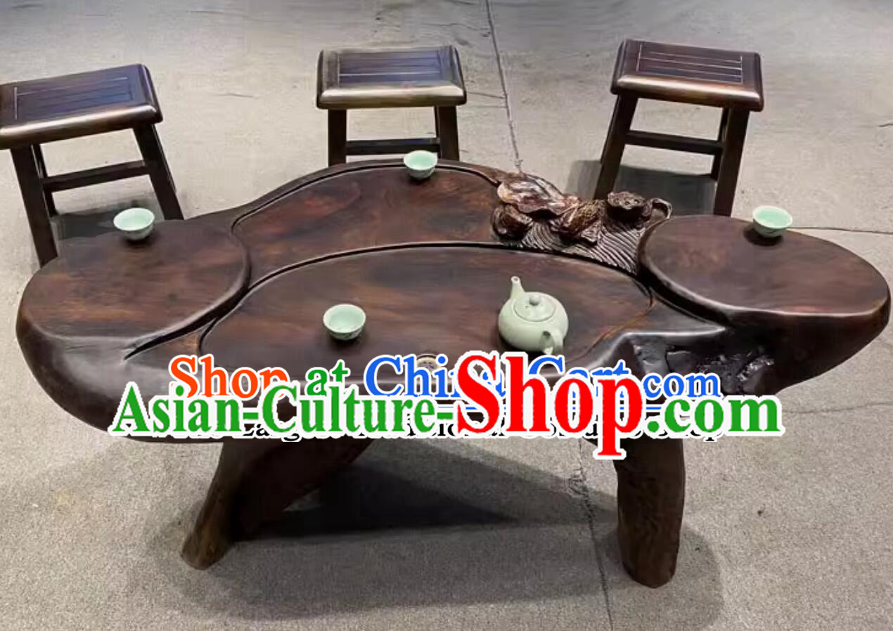 Chinese Tree Root Tea Table Kung Fu Tea Hand Carved Wenge Teatable