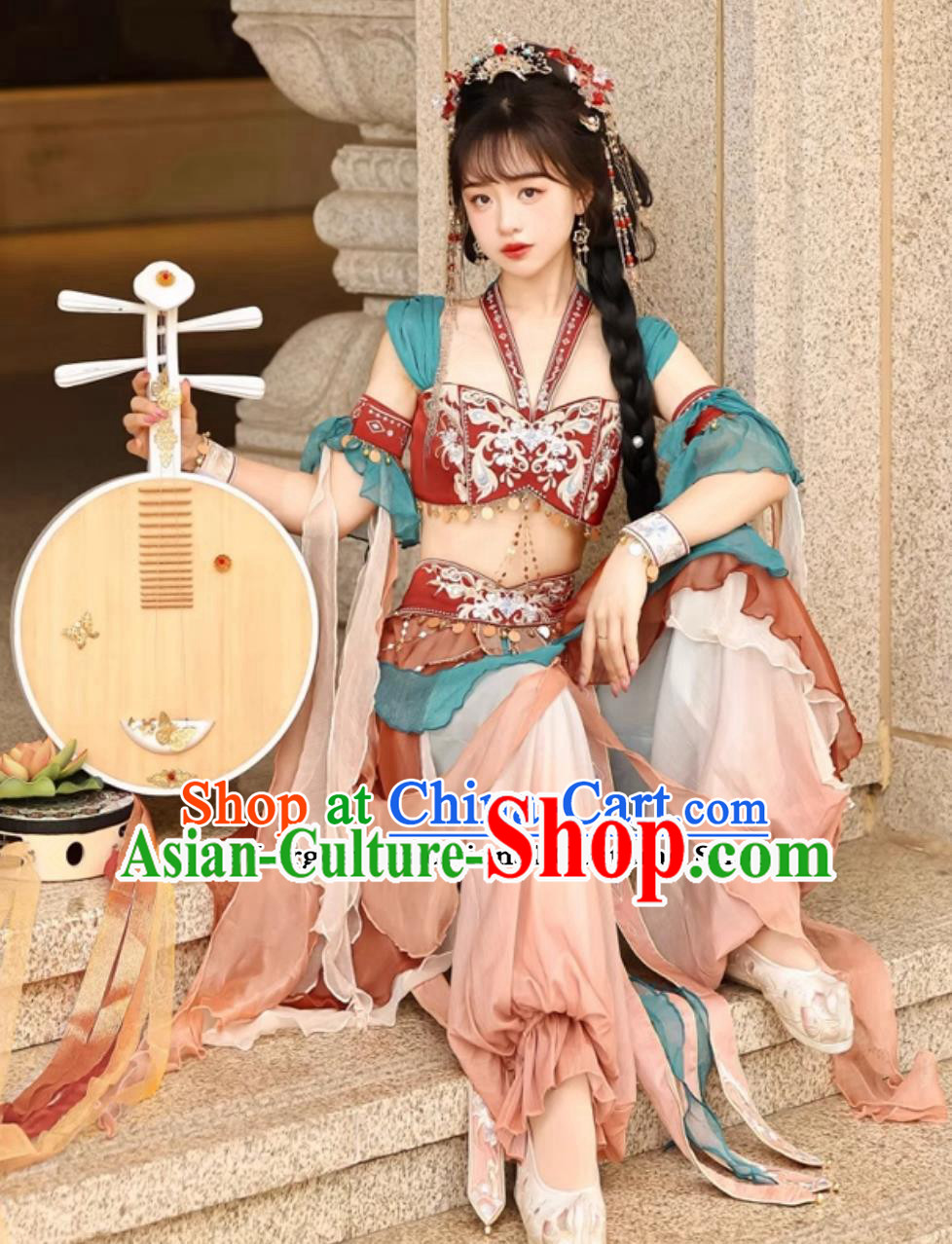 Chinese  Flying Apsaras Hanfu China Dunhuang Feitian Dance Costumes Complete Set