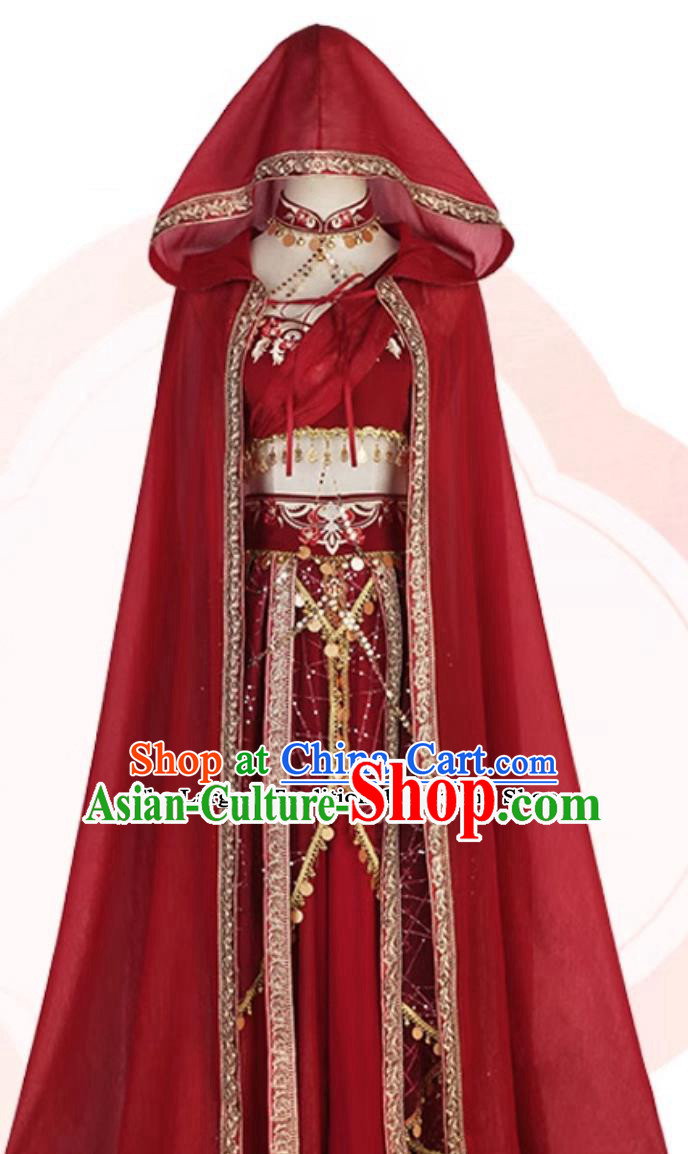 China Dunhuang Feitian Dance Costumes Chinese Flying Apsaras Hanfu Red Dress Complete Set
