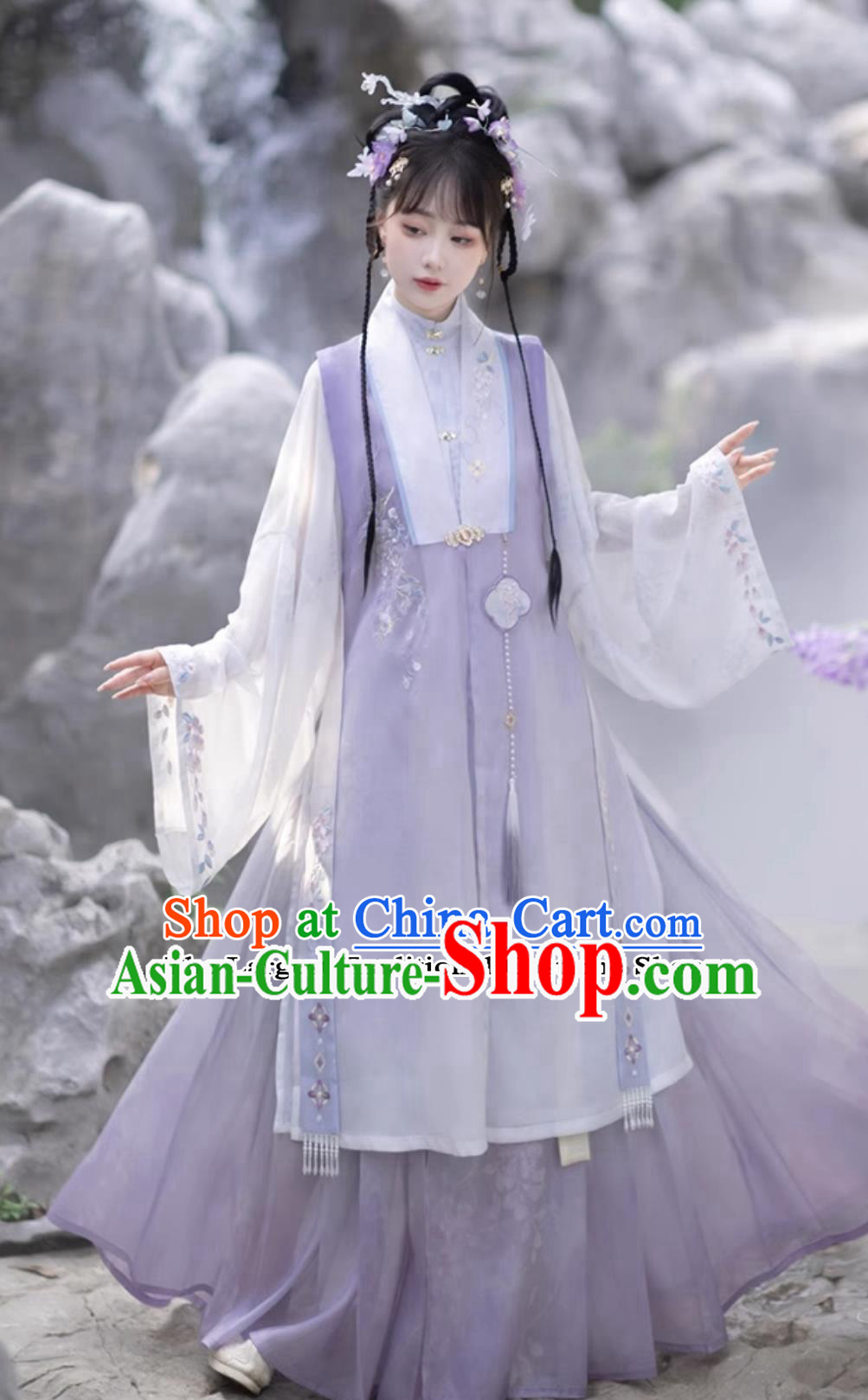 Ancient China Royal Princess Costumes Chinese Hanfu Ming Dynasty Noble Lady Purple Dress