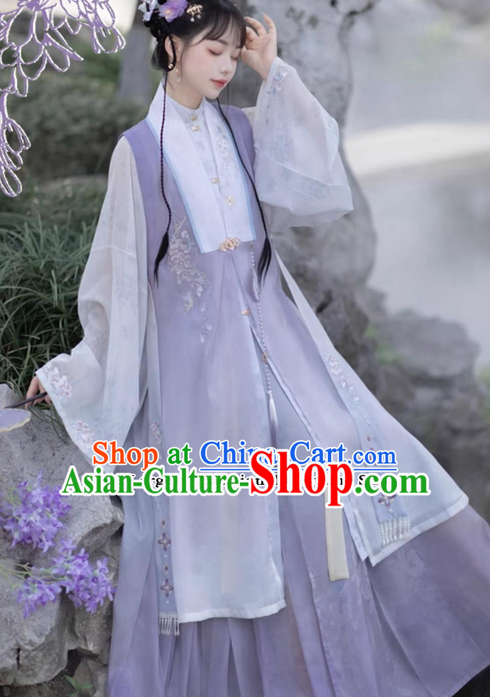 Ancient China Royal Princess Costumes Chinese Hanfu Ming Dynasty Noble Lady Purple Dress