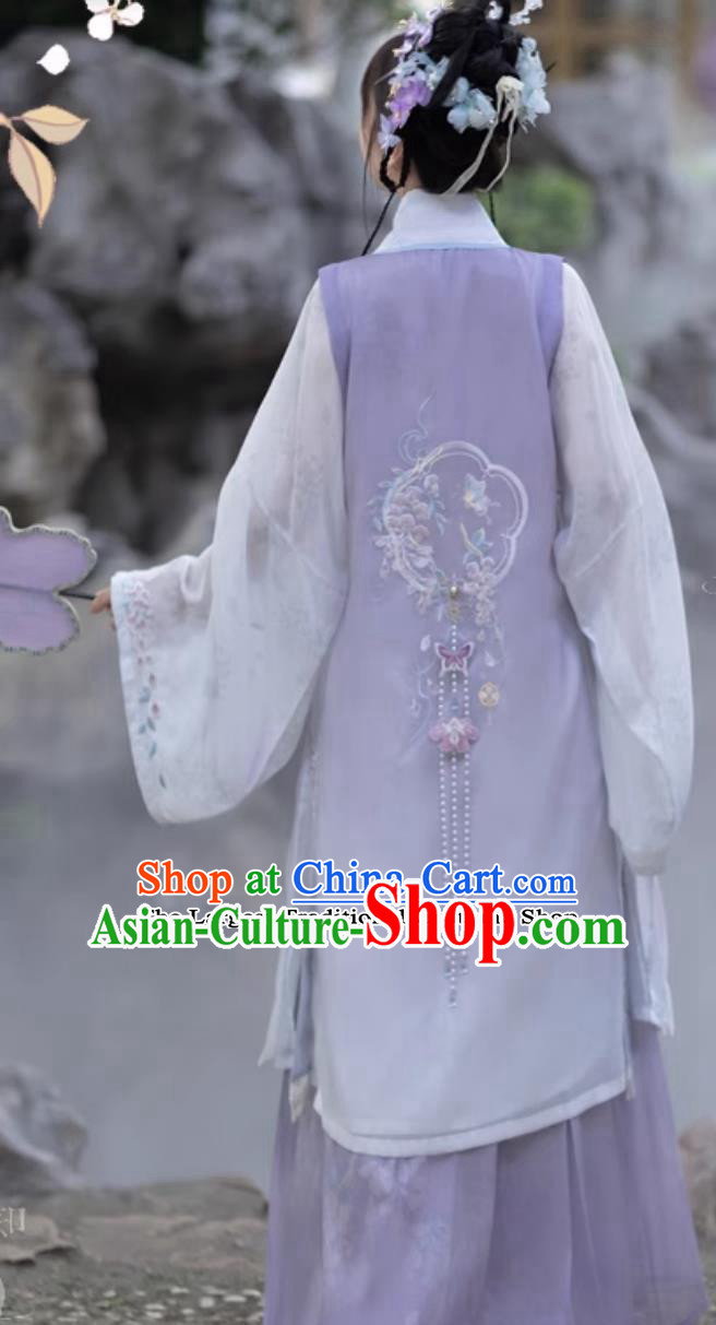 Ancient China Royal Princess Costumes Chinese Hanfu Ming Dynasty Noble Lady Purple Dress