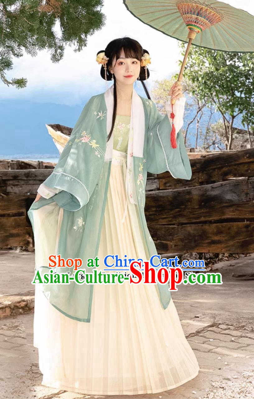 Green Chinese Hanfu Ancient China Song Dynasty Royal Princess Dresses Young Lady Costumes