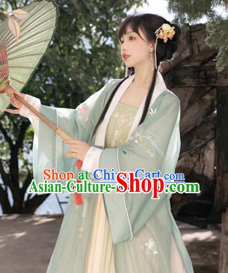Green Chinese Hanfu Ancient China Song Dynasty Royal Princess Dresses Young Lady Costumes