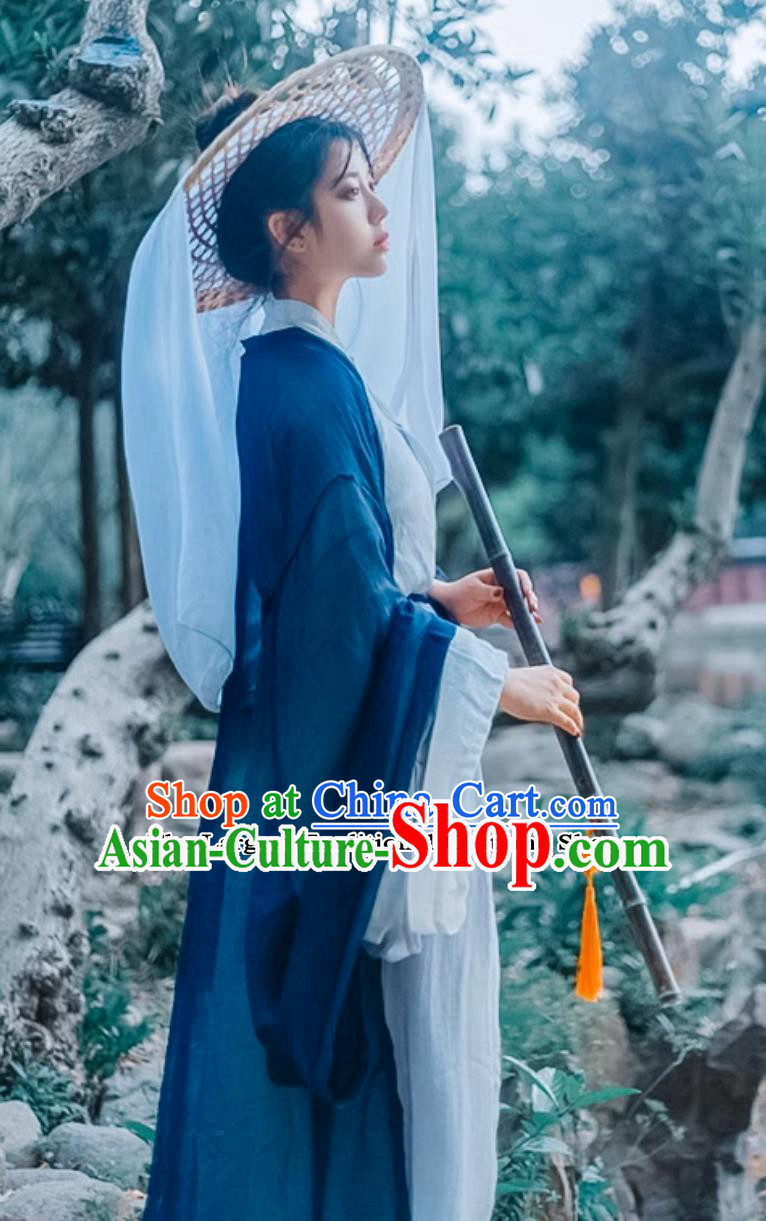 Chinese Wei Jin Dynasty Swordswoman Costume Wu Xia Hanfu Ancient China Heroine Dress