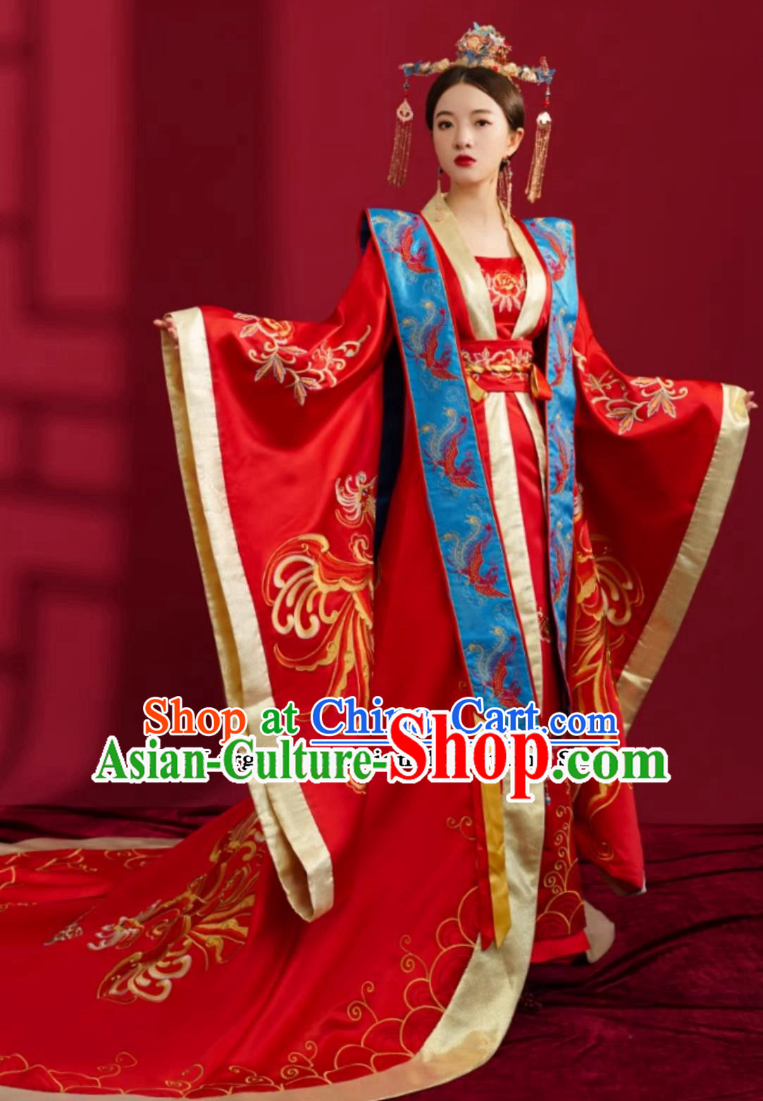 Chinese Ming Dynasty Hanfu Ancient Empress Red Attire Traditional China Wedding Clothing Red Dress