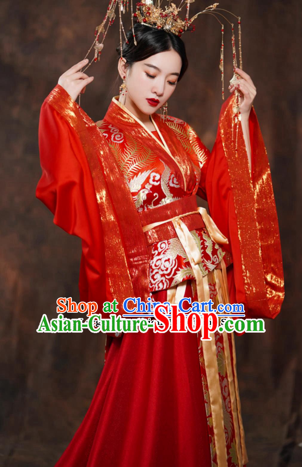 Ancient China Princess Red Dress Traditional Wedding Clothing Chinese Song Dynasty Hanfu