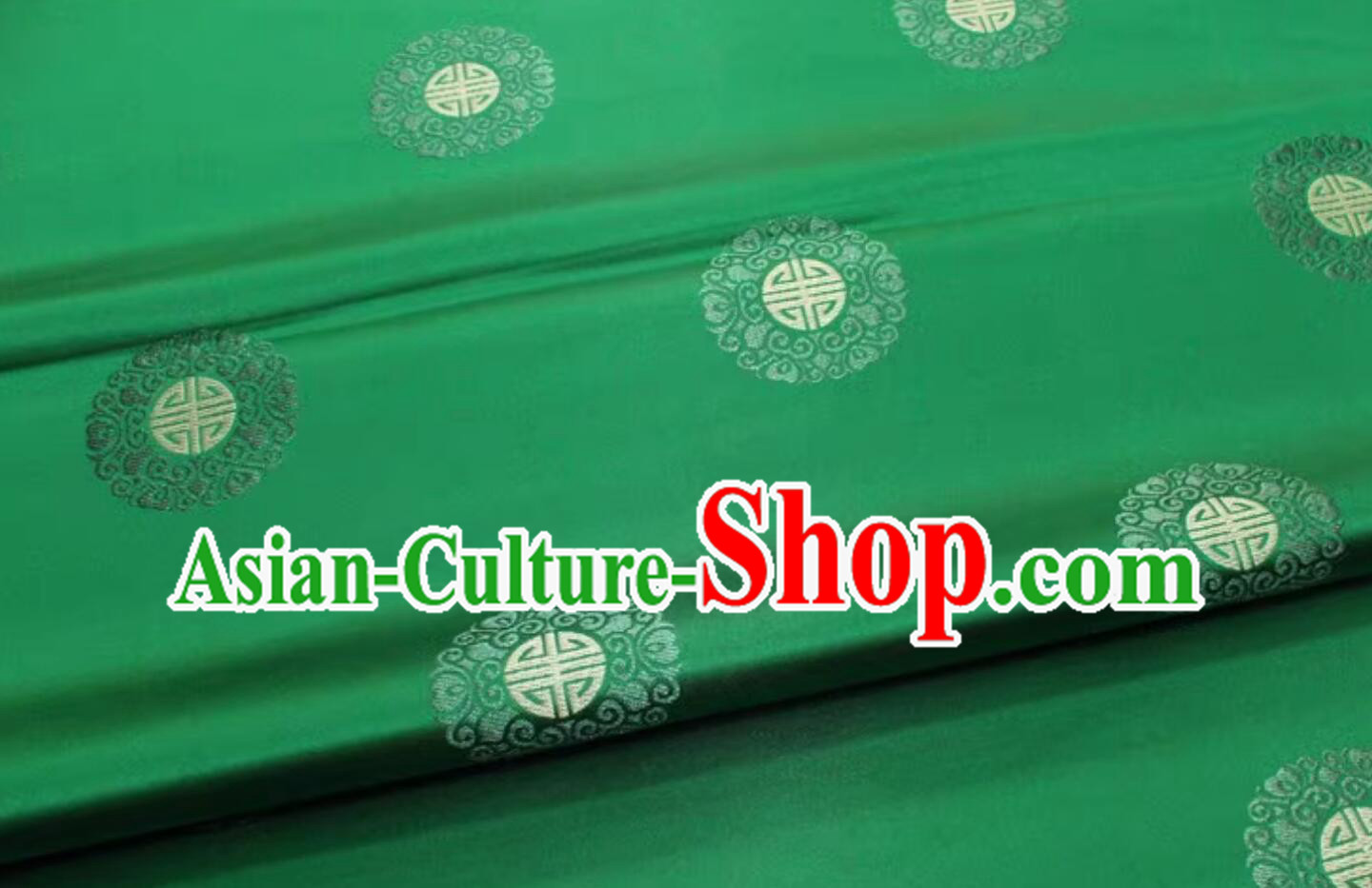 Traditional Satin Tang Suit Silk Material Chinese Classical Lucky Pattern Design Green Brocade Fabric