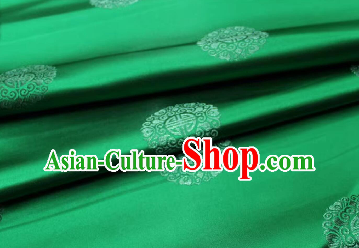 Chinese Classical Lucky Pattern Design Green Brocade Fabric Traditional Satin Tang Suit Silk Material