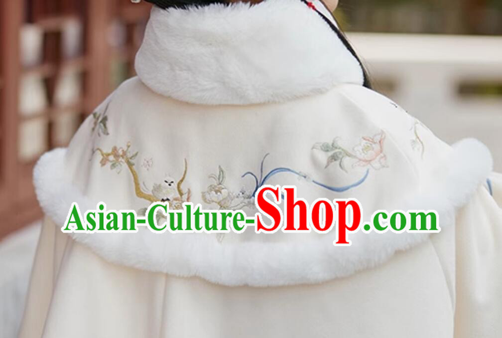 Winter Traditional Hanfu Cape Ancient China Princess Mantle Costume Chinese Embroidered Warm Cloak
