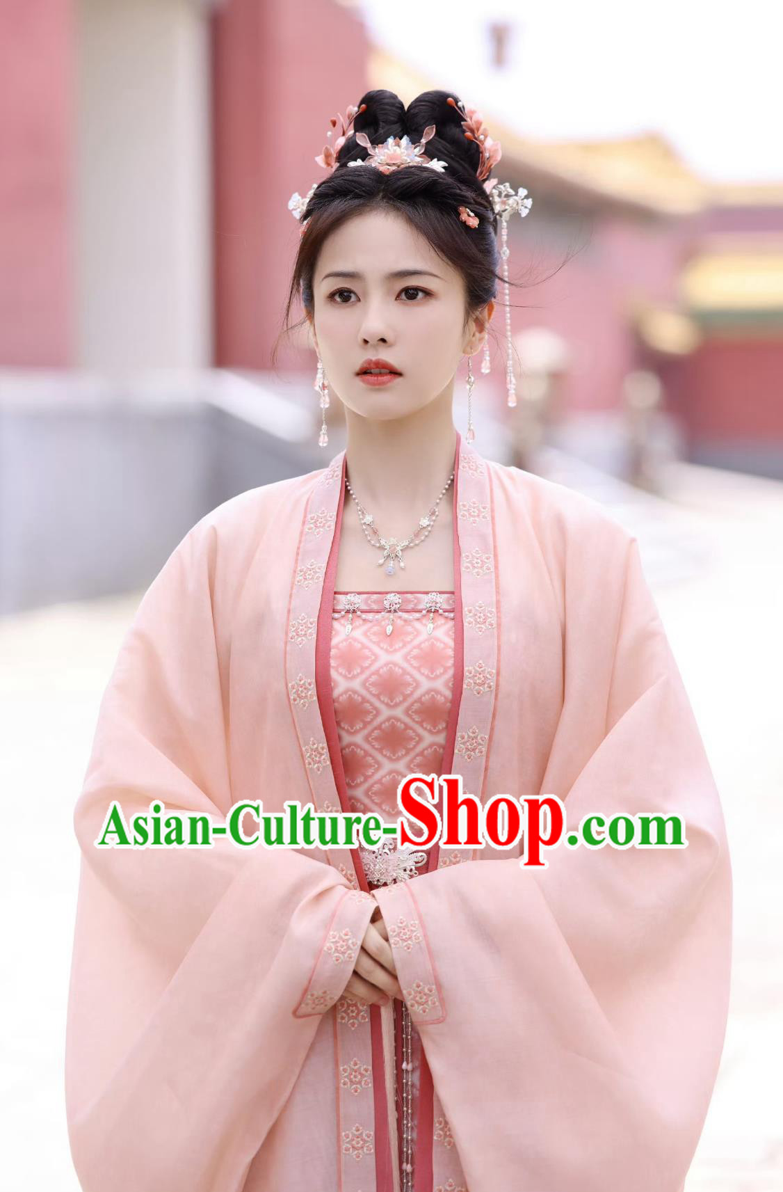 Ancient China Noble Woman Clothing Chinese TV Drama Story of Kunning Palace Empress Jiang Xue Ning Pink Dresses