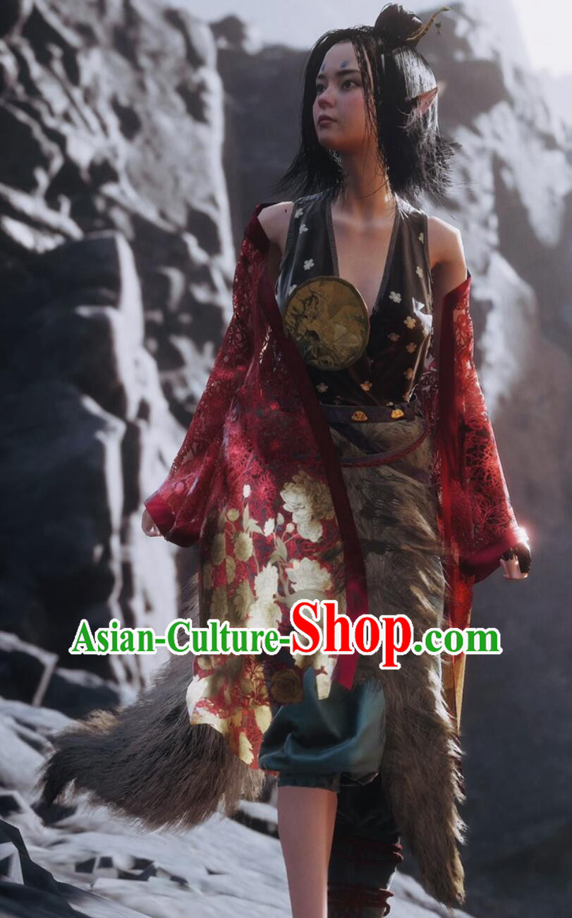 Black Myth Wukong Ping Ping Costume Ancient Chinese Fairy Clothing Little Fox Outfit