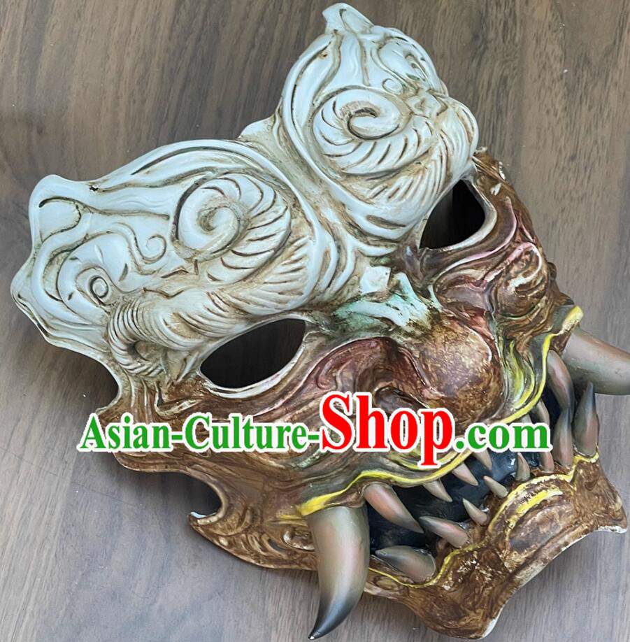 Black Myth Wukong Cosplay Mask Nuo Exorcise Resin Face Mask Halloween Prop