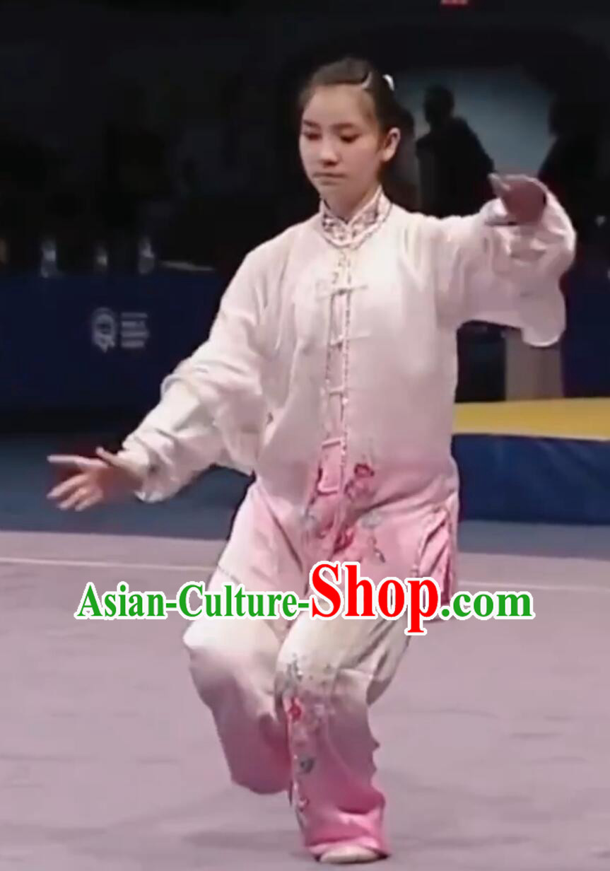 Top China Wushu Uniform Embroidered Tai Chi Suit Chinese Kung Fu Competition Clothing