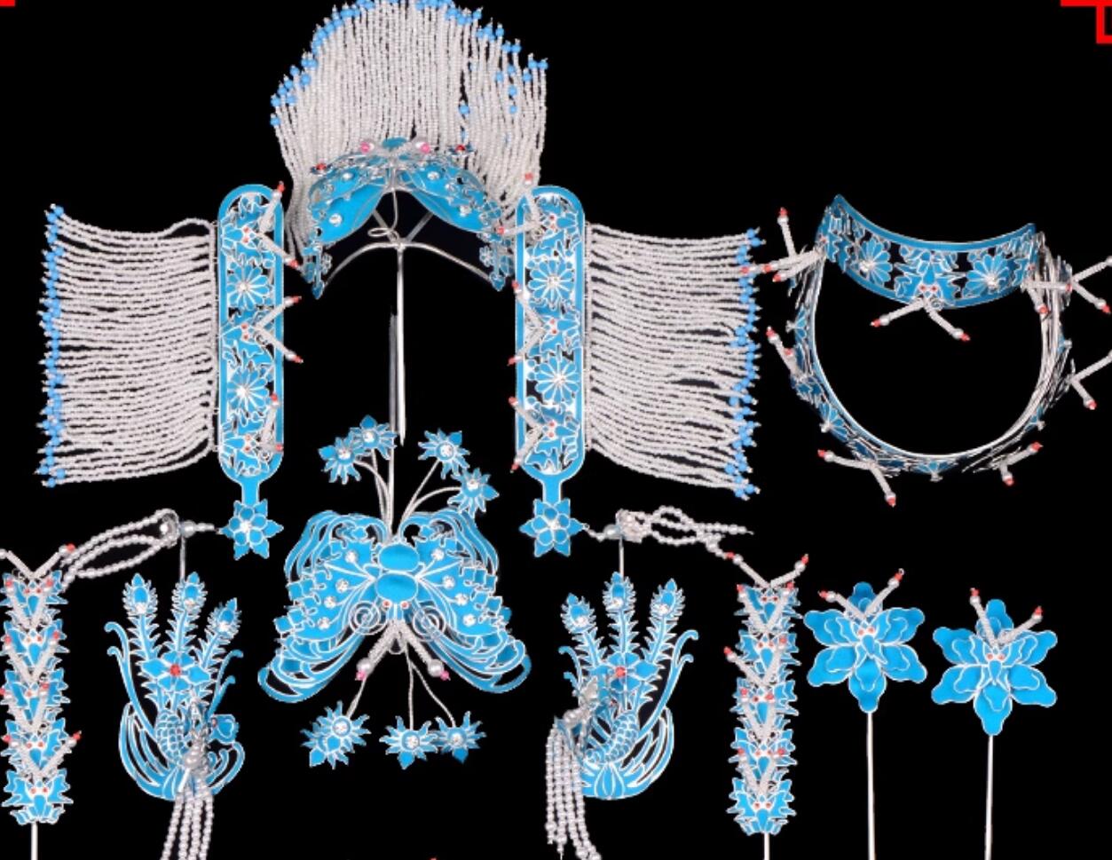 Chinese Opera Headwear Huadan Baotou Qingyi Xiaojie Headpieces Northern Style Dianchou Headdress Set