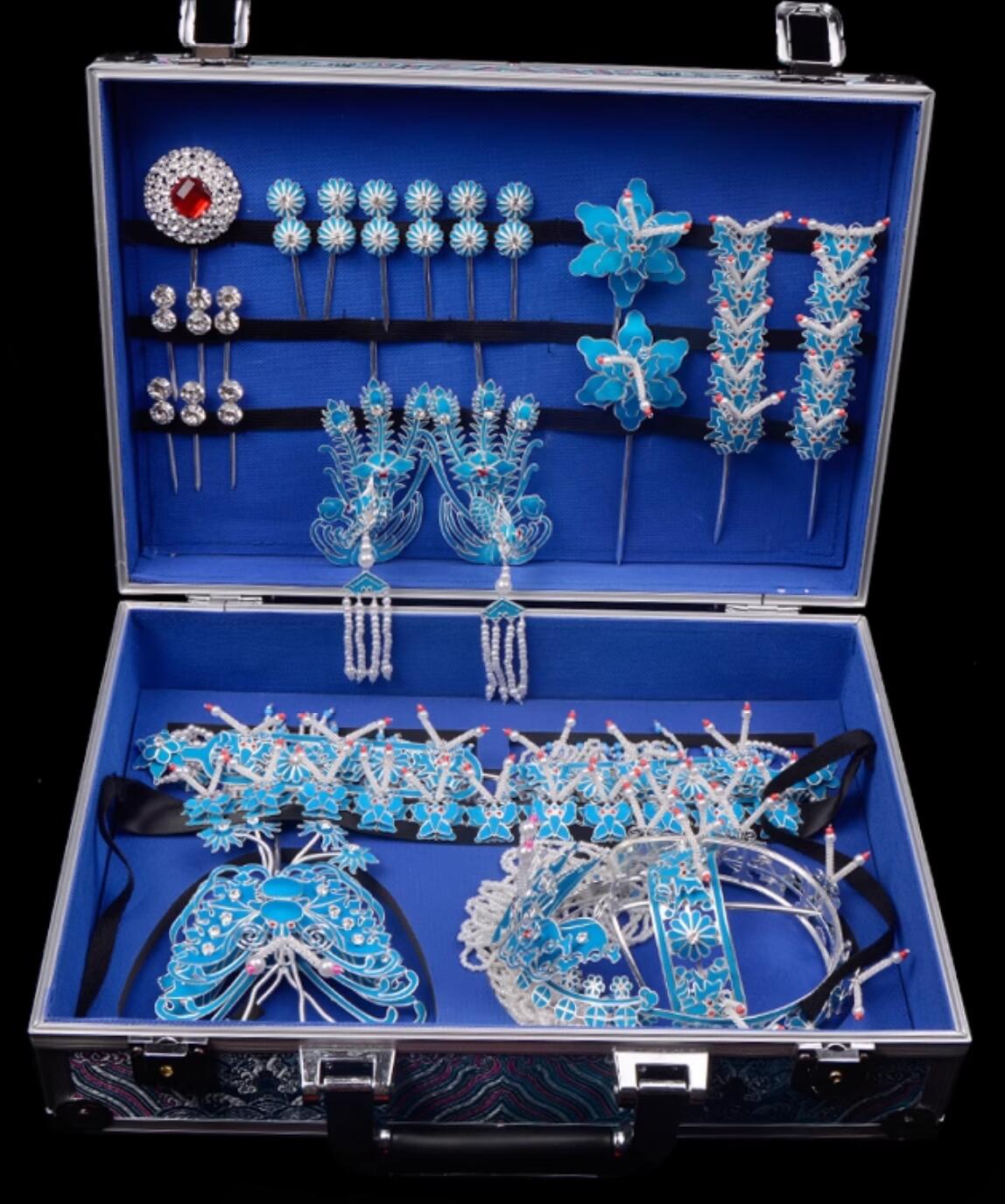 Chinese Opera Headwear Huadan Baotou Qingyi Xiaojie Headpieces Northern Style Dianchou Headdress Set