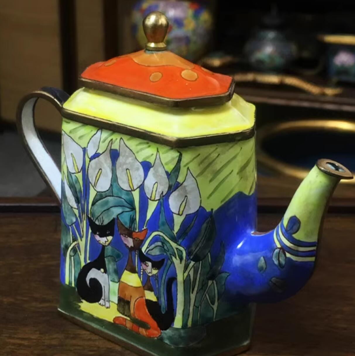 Chinese Hand Painted Enamel Craft Cloisonne Teapot Collection