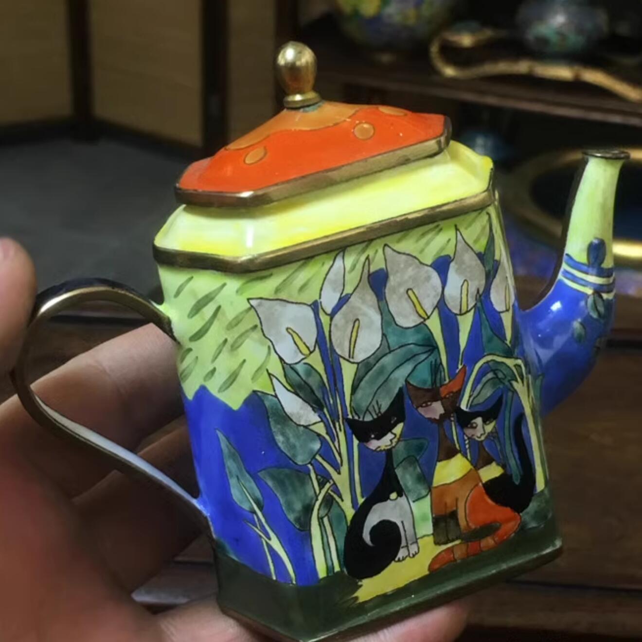 Chinese Hand Painted Enamel Craft Cloisonne Teapot Collection