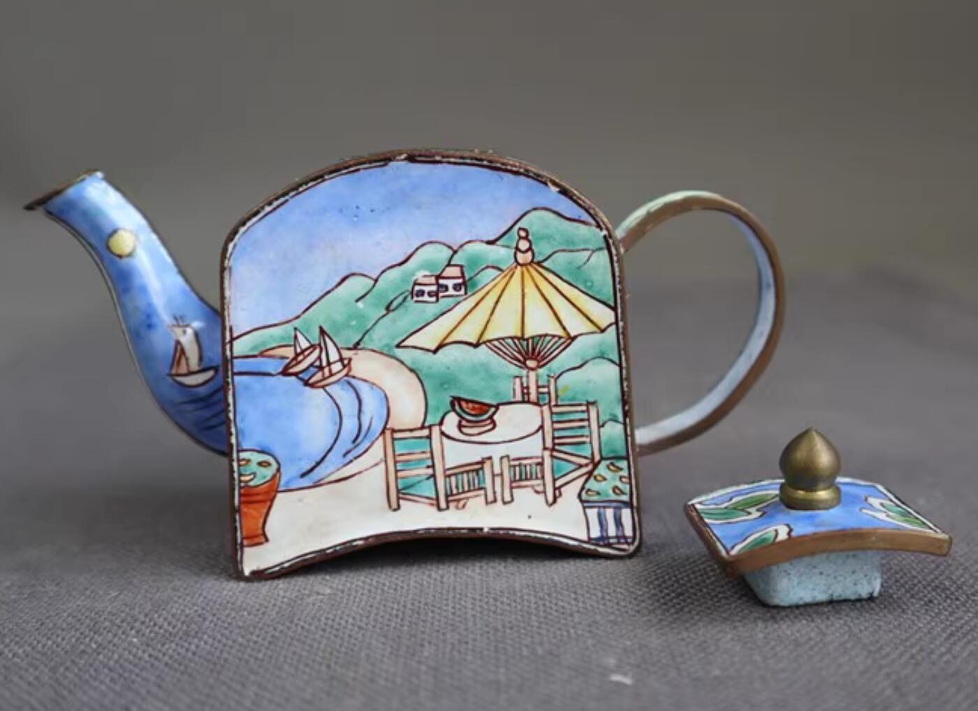 Cloisonne Teapot Collection Chinese Hand Painted Enamel Craft