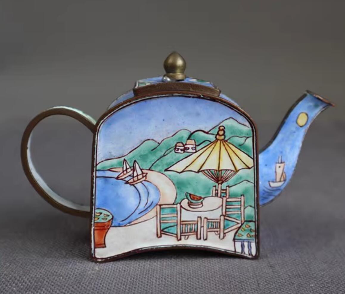 Cloisonne Teapot Collection Chinese Hand Painted Enamel Craft