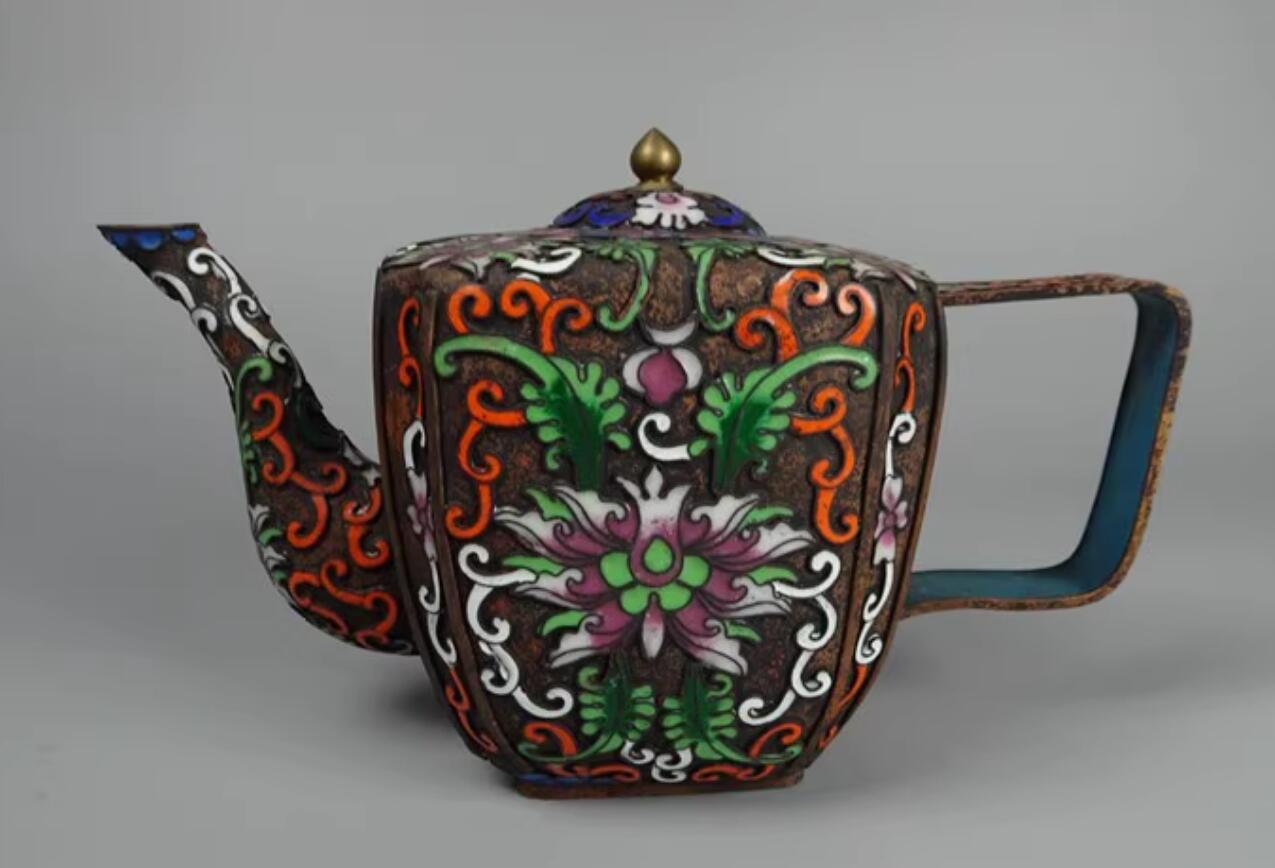 Cloisonne Teapot Collection Chinese Hand Painted Enamel Craft Intertwined Lotus