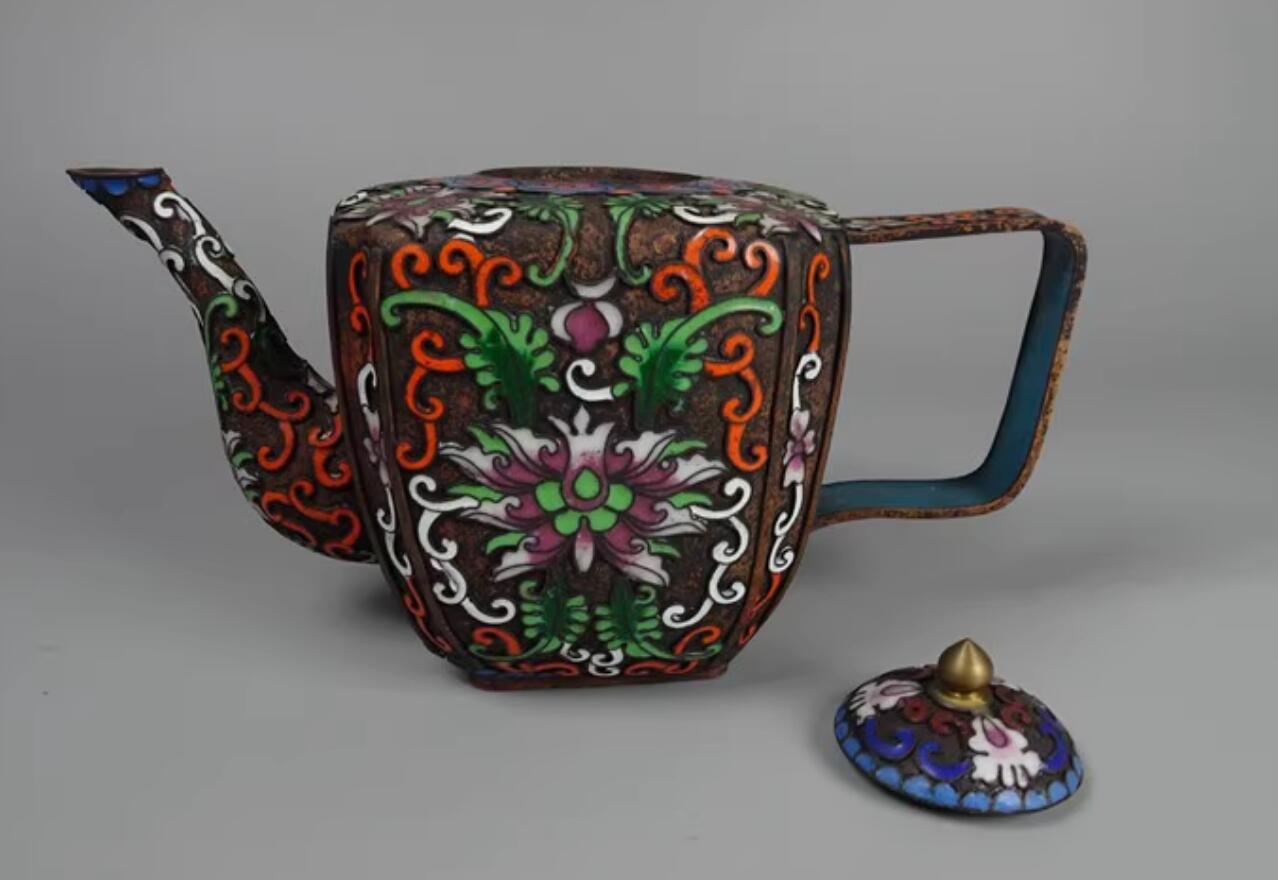 Cloisonne Teapot Collection Chinese Hand Painted Enamel Craft Intertwined Lotus