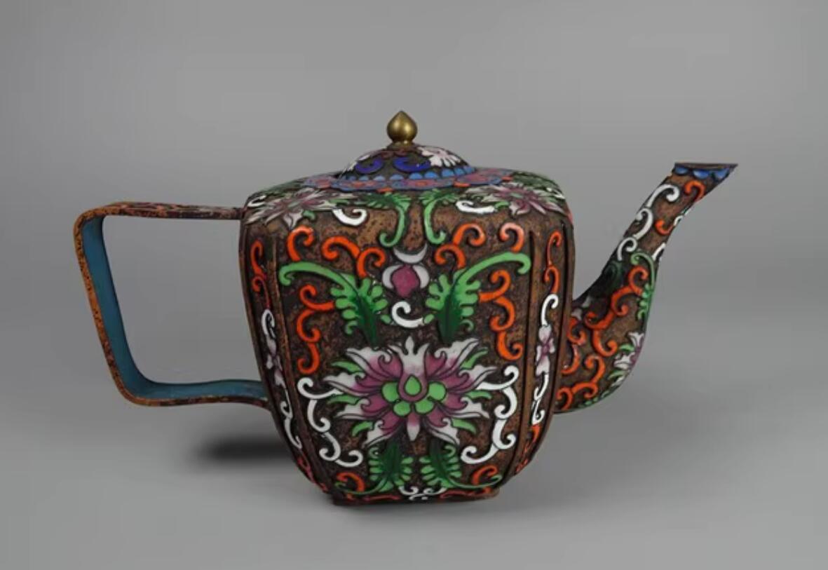 Cloisonne Teapot Collection Chinese Hand Painted Enamel Craft Intertwined Lotus
