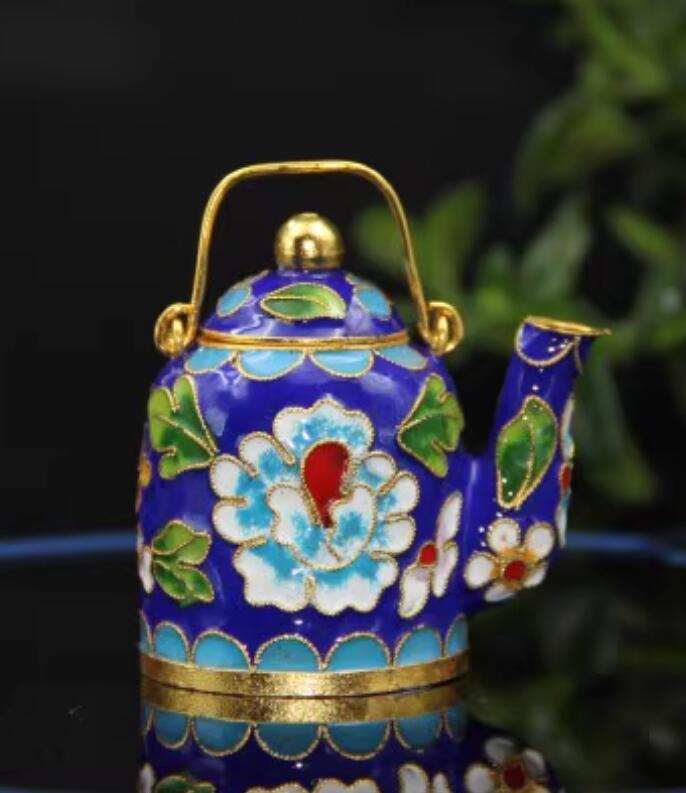 Rich Peony Chinese Traditional Enamel Craft Cloisonne Mini Teapot