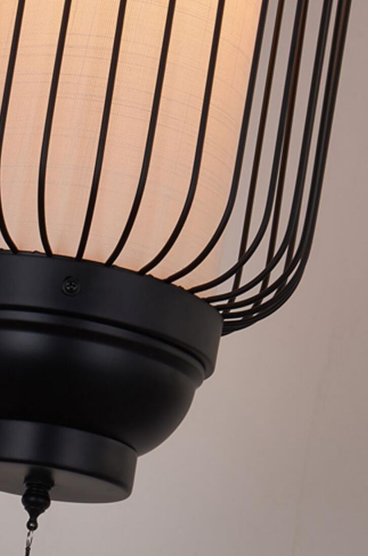 Long Birdcage Lamp Chinese Iron Lighting Tea Room Zen Style Classical Lantern