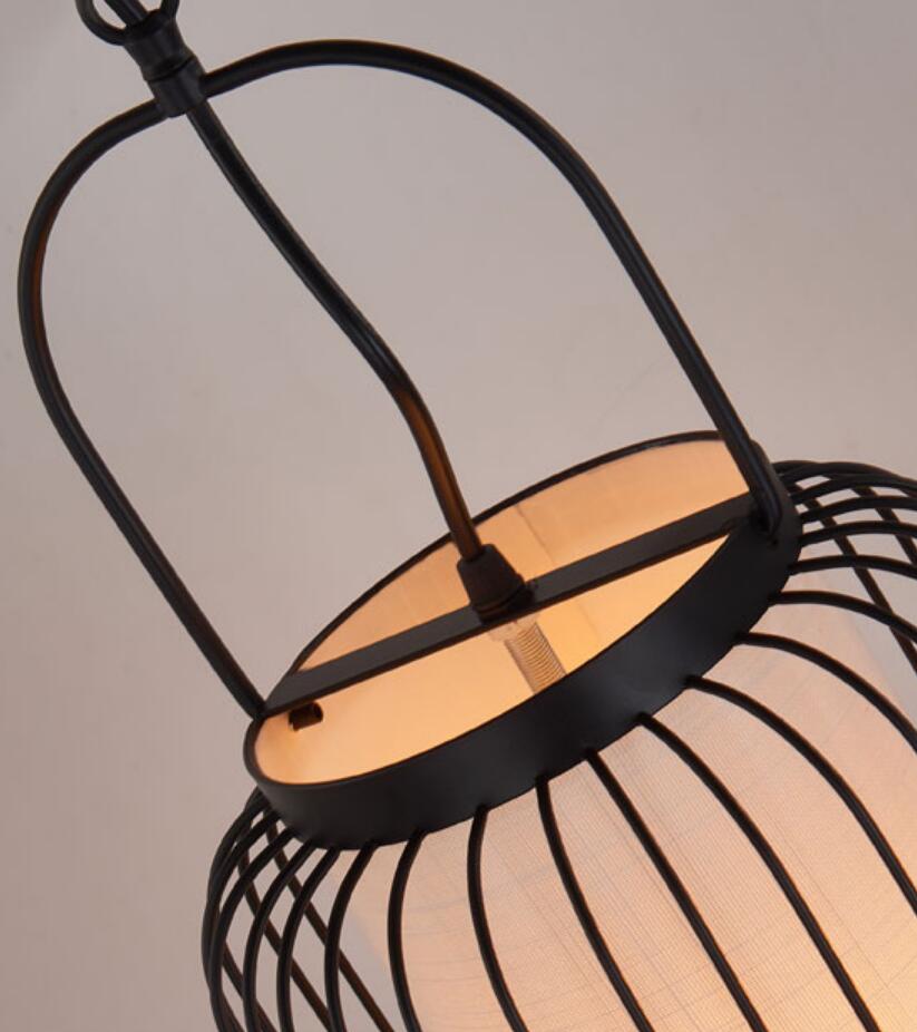 Long Birdcage Lamp Chinese Iron Lighting Tea Room Zen Style Classical Lantern