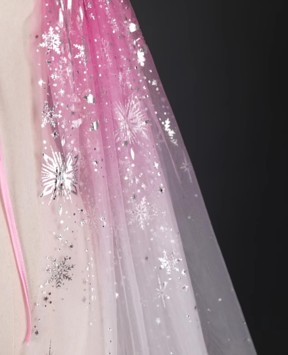 Chinese Ancient Princess Snowflake Cape Traditional Wuxia Hanfu Cosplay Swordswoman Pink Cloak