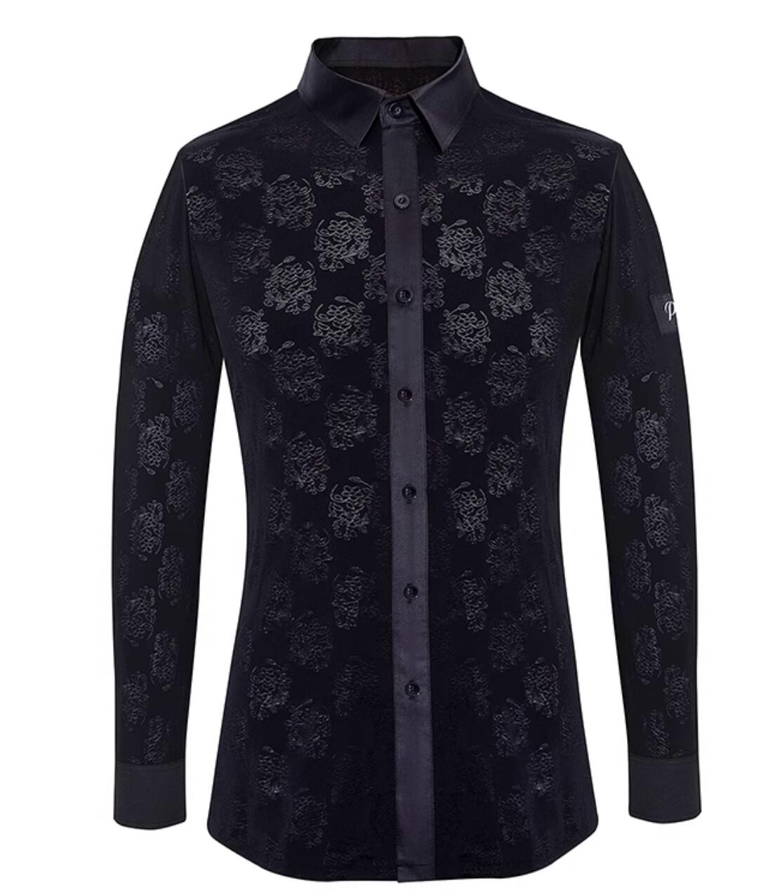 Professional Flamenco Performance Costume Spanish Dance Black Shirt for Men