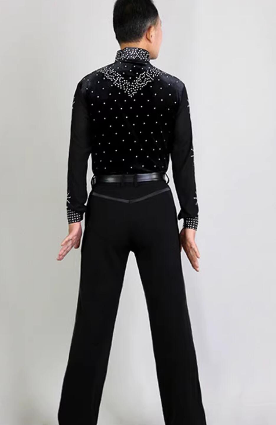 Professional Spanish Dance Black Shirt Flamenco Performance Costume for Men