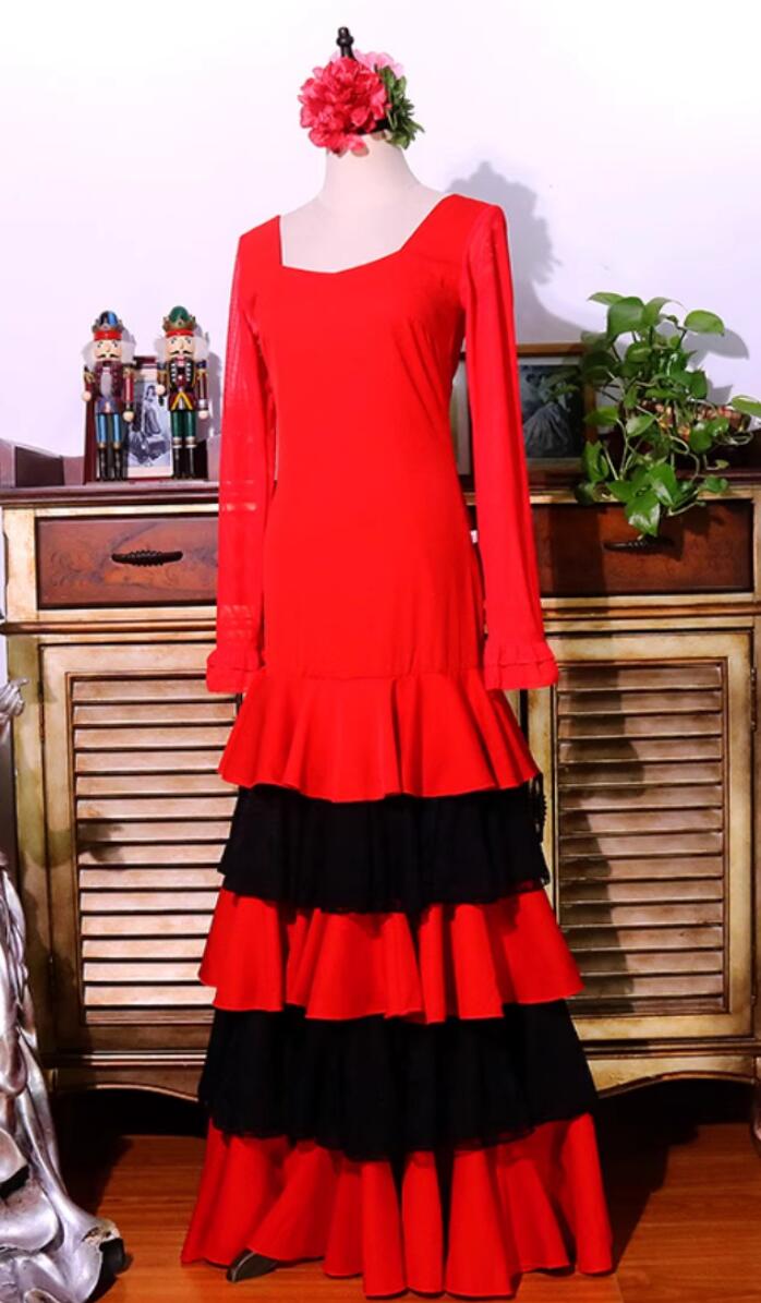 Spanish Flamenco Performance Costume Flamenco Chiffon Dance Dress