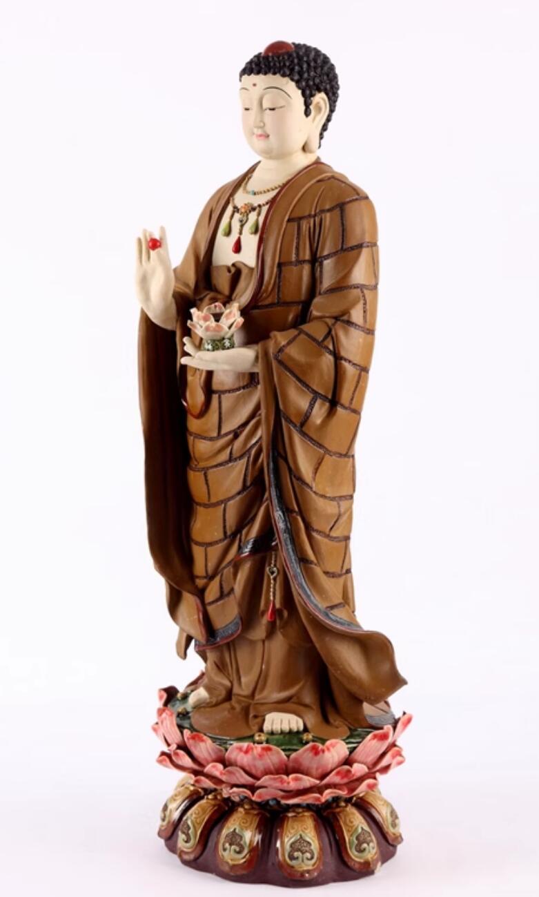 Medicine Buddha On Lotus Stand Standing Statue Shiwan Ceramic Figurine Chinese Ceramic Artwork